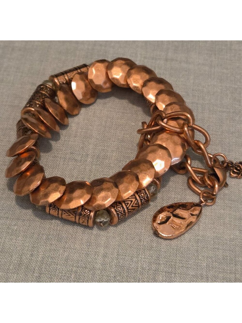 Juicy Couture Rose Gold Copper Color Beaded Stretch Bracelet Set